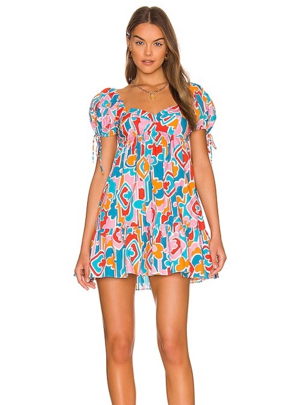 Amanda Uprichard SICILY BABYDOLL MINI DRESS IN MIAMI PRINT IN Multi size small